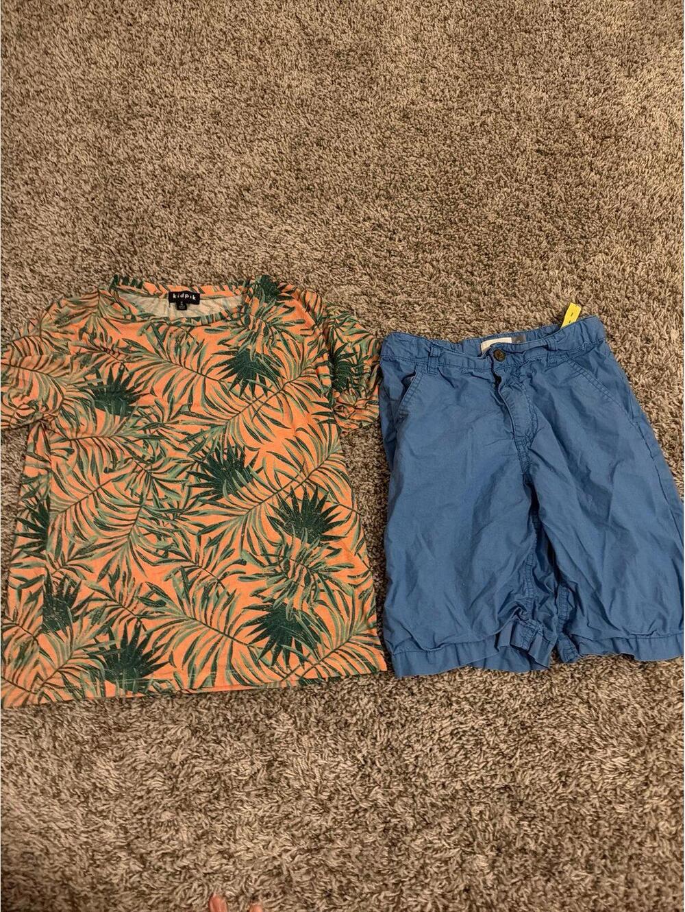 kidpik Orange Shirt & Old Navy Blue Shorts Boys M (10) Outfit